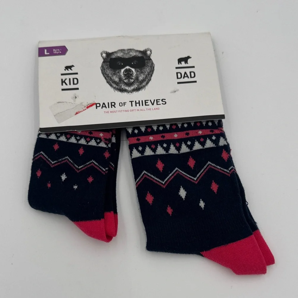 Kids and Dad matching Socks - Navy and Pink